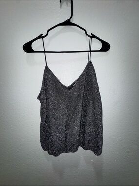 Express Metallic Charcoal Spaghetti Strap Camisole